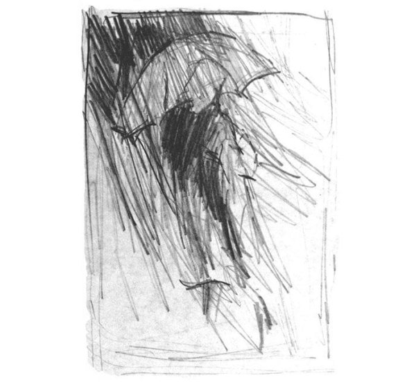 Пейзаж с человеком карандашом лёгкий