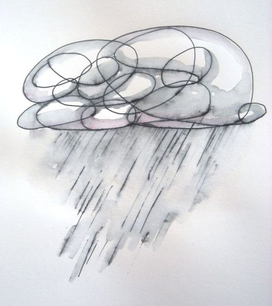 Зарисовка человека с зонтом