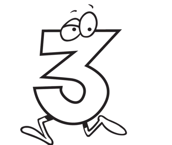Число 3 для раскрашивания