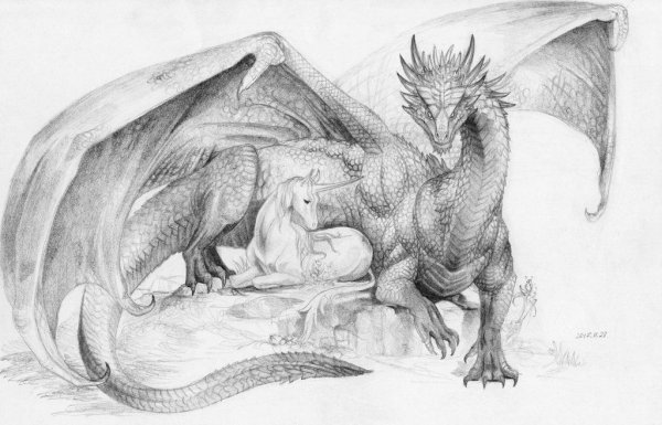 Дракон рисунок карандашом