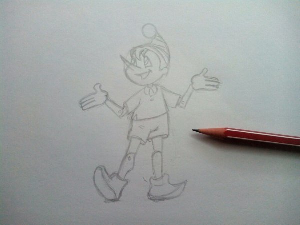 Как нарисовать Буратино поэтапно