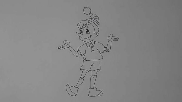 Буратино карандашом для детей