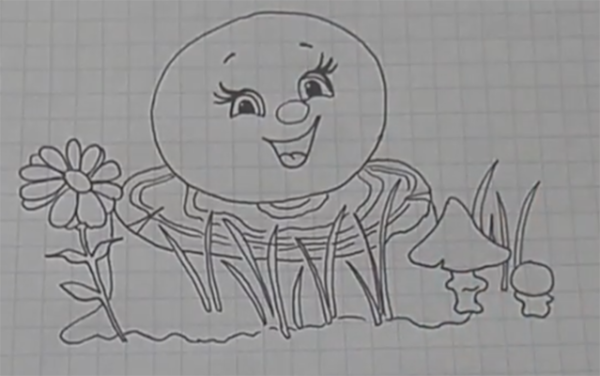 Колобок на пеньке раскраска