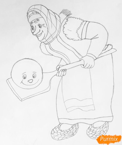 Раскраска Колобок и бабушка