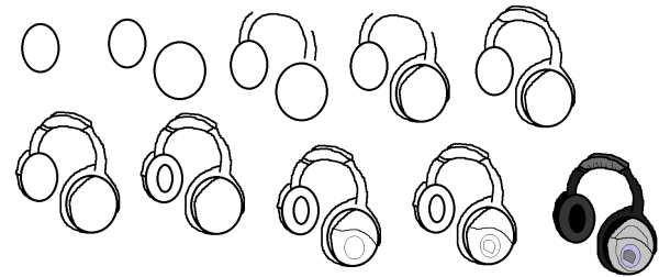 Поэтапное рисование наушников