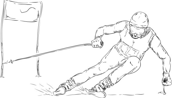 Лыжник раскраска