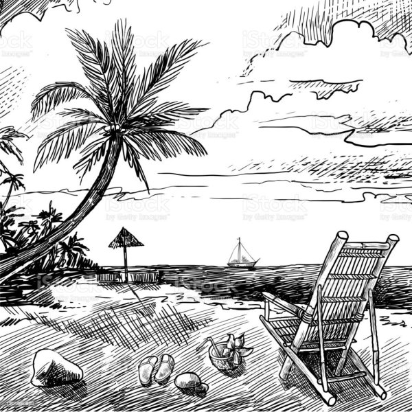 Пляж карандашом