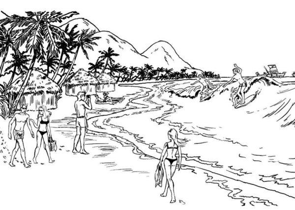 Раскраска пляж