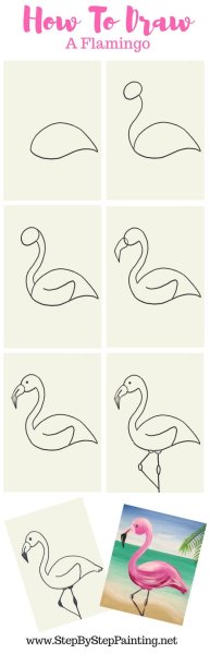 Поэтапное рисование Фламинго для детей