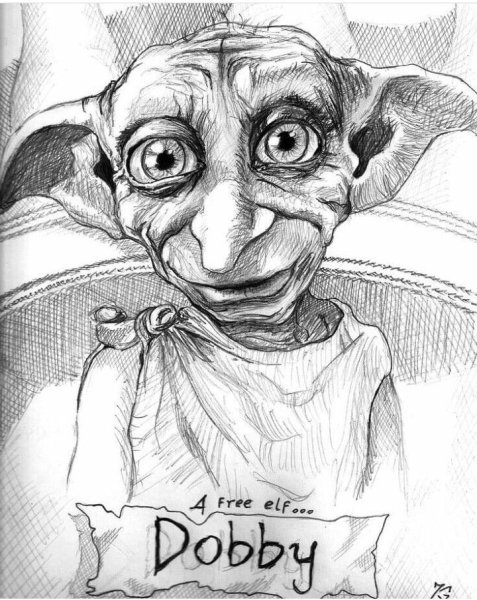 Добби из Гарри Поттера карандашом