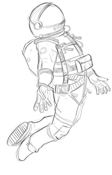 Космонавт рисунок для срисовки