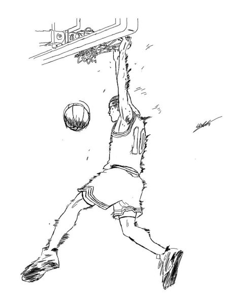 Баскетбольный мяч карандашом