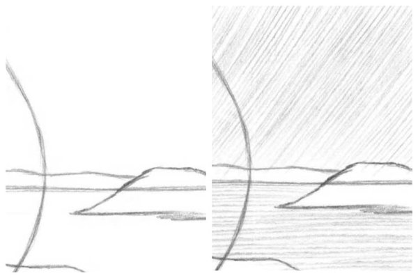 Пейзаж карандашом для начинающих легкий