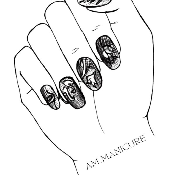 Маникюр рисунок карандашом