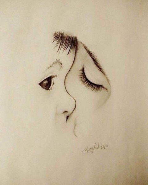 Наброски карандашом любовь