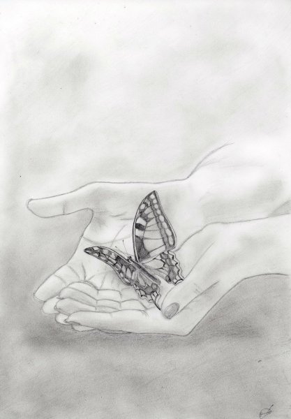 Грустная девушка карандашом