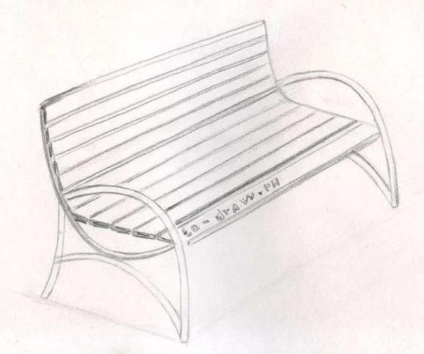 Скамейка сбоку рисунок