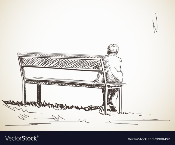 Человек на лавочке иллюстрация