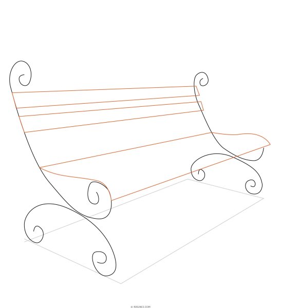 Поэтапное рисование скамейки