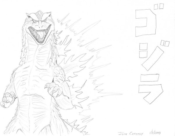 Годзилла рисунок карандашом легкий