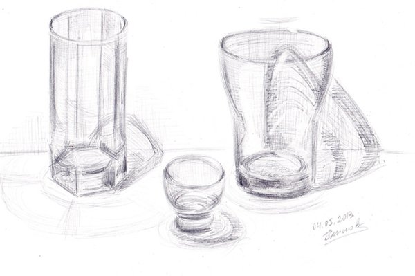 Стеклянная посуда в графике