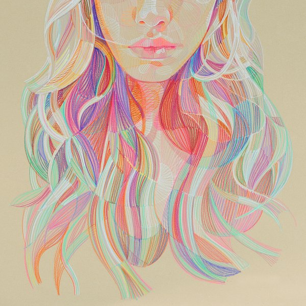 Стилизованный портрет цветными карандашами