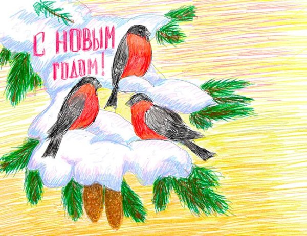 Зимний пейзаж карандашом для срисовки