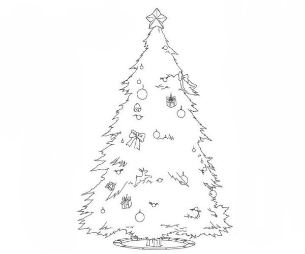 Новогодняя елка карандашом