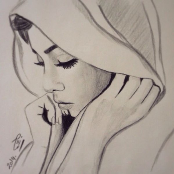 Рисунок девушки карандашом