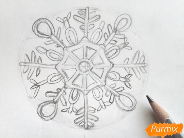 Снежинки карандашом