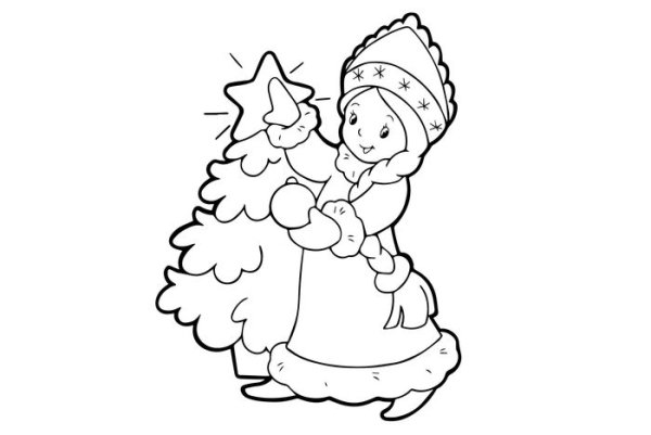 Рисунок Деда Мороза и Снегурочки для срисовки