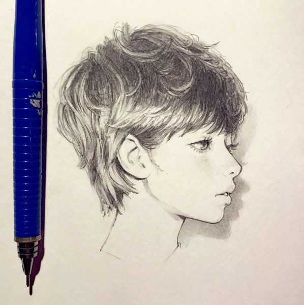 Скетч девушка с короткой стрижкой