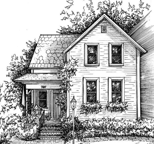 Красивый домик карандашом