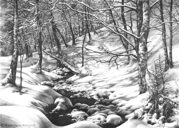 Рисунок на тему зима легкий