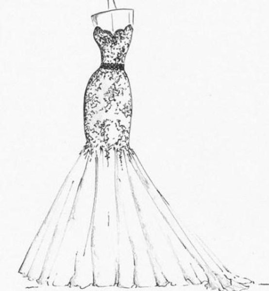 Рисунки для срисовки платья