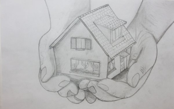 Нарисовать дом карандашом