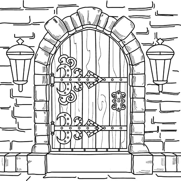 Дверь раскраска для детей