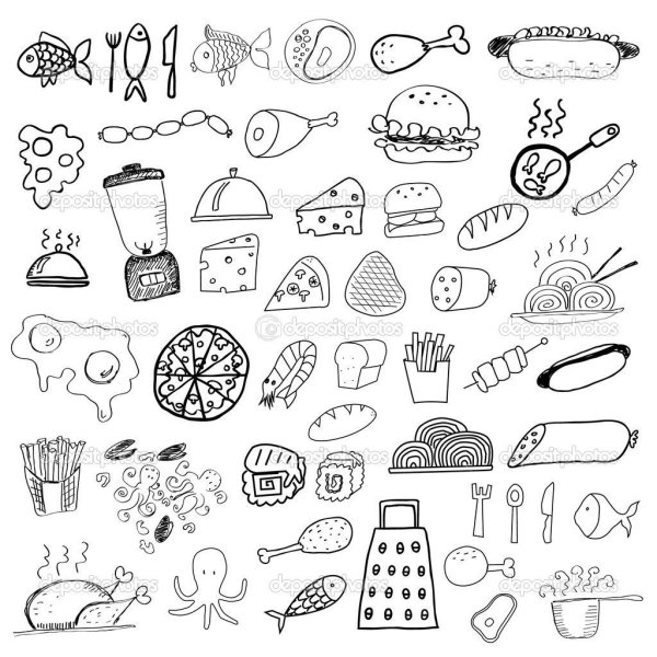 Продукты карандашом для срисовки