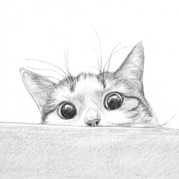 Кошка карандашом