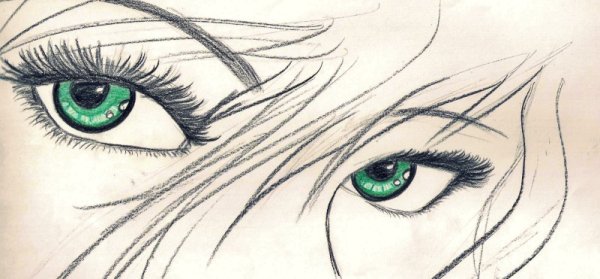 Красивые женские глаза карандашом