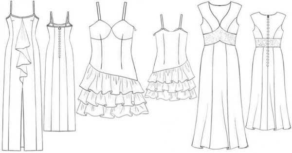 Платья для срисовки карандашом