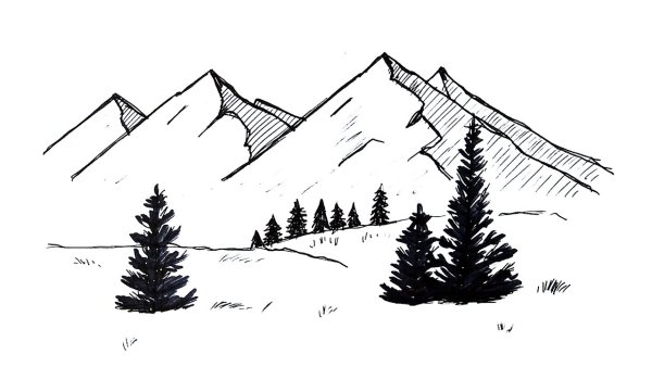 Пейзаж рисунок карандашом