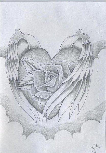 Красивое сердечко карандашом