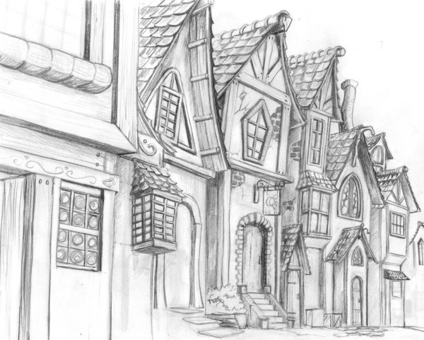 Частный дом рисунок для срисовки