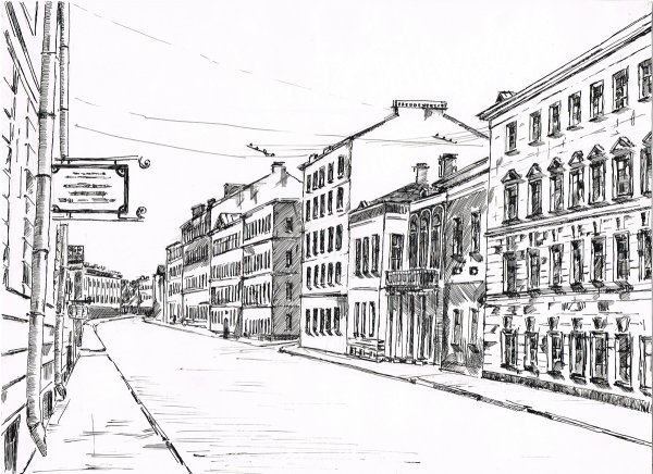 Городской пейзаж в графике