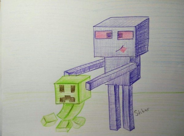 Детские рисунки на тему майнкрафт