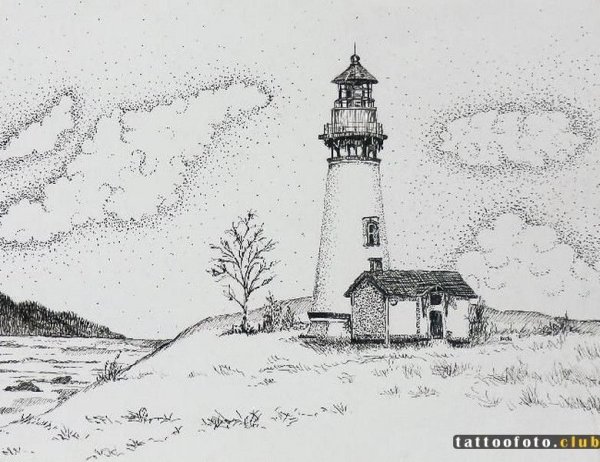 Маяк рисунок для срисовки