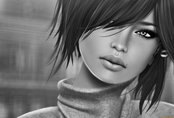 Брюнетка рисунок карандашом