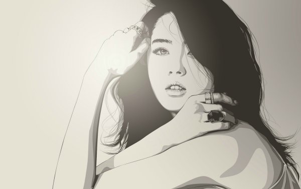 Девушка брюнетка рисунок