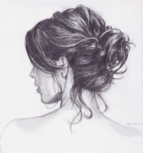 Волосы карандашом в профиль
